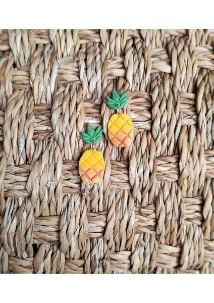 Pineapple El Yapımı Sarı Ananas Küpe - Canlı ve Özgün fiyatları