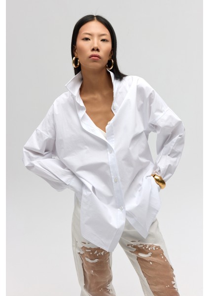 Phoebe Oversize Beyaz Gömlek