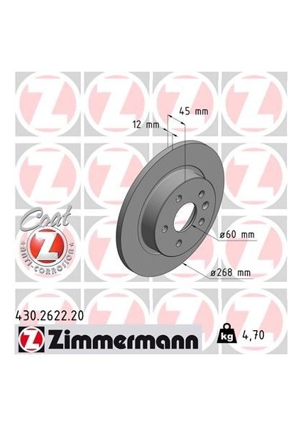 Arka Fren Aynası Astra J 09 Mokka 13 Cruze 09 Aveo 11 Trax 12 268.5X12X5DL Dolu 569074-95527032-95527032