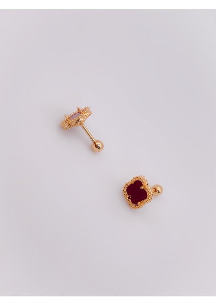 Cerrrahi Çelik Piercing ( Pirsing ) Marka Model Bordo Yonca Tragus Helix Piercing (1ADET) fırsatları