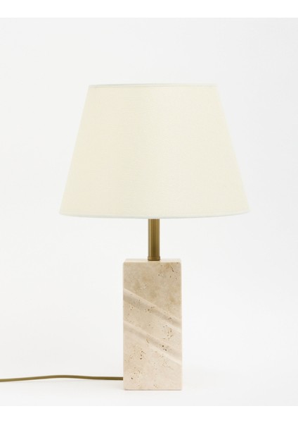 Valen Kumaş Şapkalı Traverten Abajur