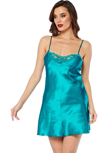 Yeşil Saten Gecelik - M-266 fiyatları