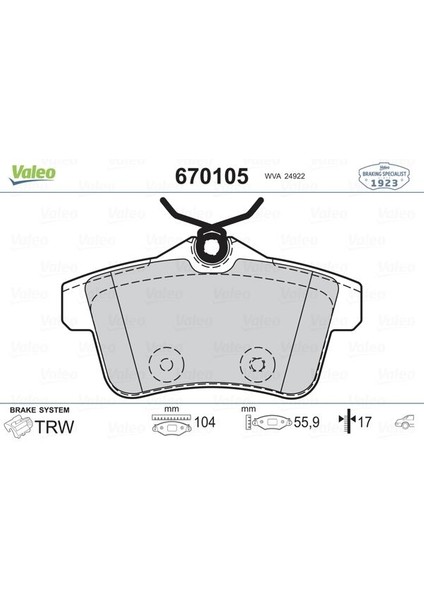 Arka Fren Balatası Peugeot P3008 09 16 P5008 09 17 P508 10 18 P308 Gtı-Rzc 10 14 Cıtroen C4 09 16 Ds4-Ds5 11 15