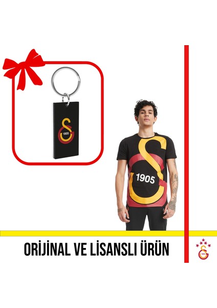 Lisanslı Siyah Büyük Logolu T-Shirt ve 1905 Yazılı Anahtarlık