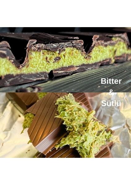 Çıtır Kadayıflı Antep Fıstığı Dolgulu Sütlü & Bitter Tablet Çikolata 200GR x 2 | Dubai Çikolatası fiyatları