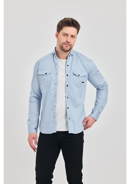 Erkek Gömlek Slim Fit Erkek Kot Gömlek