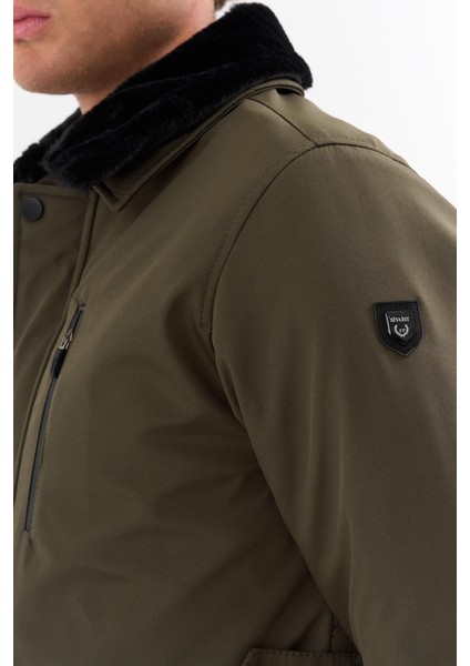 Erkek Yeşil Yakası Çıkartılabilir Kürklü Su Itici Içi Kürklü Kaban – Rüzgar Geçirmez, Hafif ve dayanıklı indirimleri