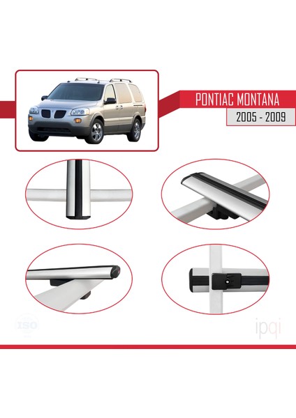 Pontiac Montana 2005-2009 Arası ile Uyumlu Basıc Model Ara Atkı Tavan Barı Gri 2 Adet fırsatları