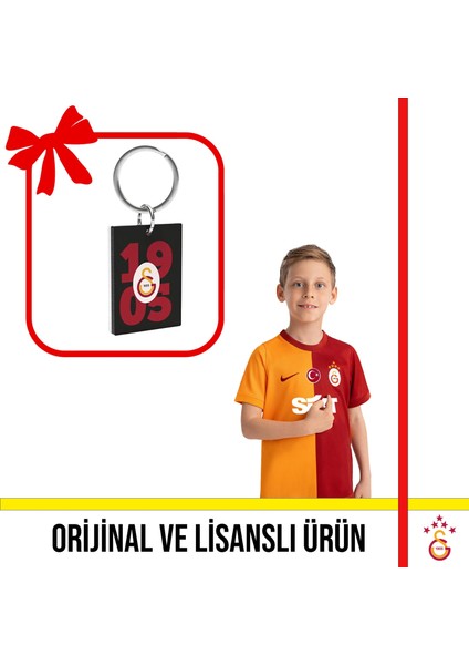 Lisanslı 2023-2024 Sezon 5 Yıldızlı Çocuk Iç Saha Forması ve Sarı Kırmızı Logolu Anahtarlık