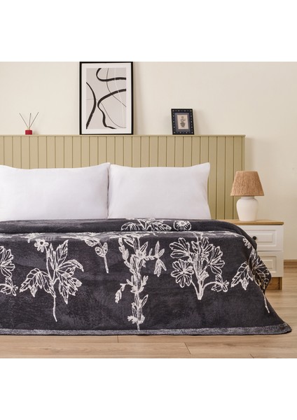 Soft Davi Pamuklu Çift Kişilik Battaniye - Ekru / Antrasit - 200X220 cm fiyatları