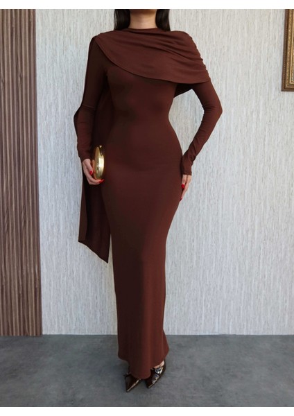 Şal Yaka Omuz Büzgülü Elbise modelleri