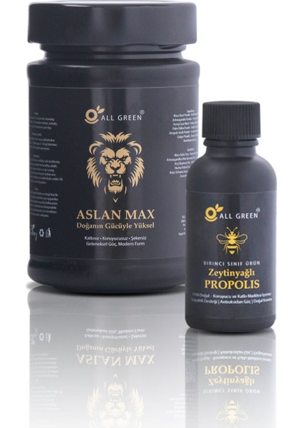 2'li Paket (Erkekler Için): 1 Adet Aslan Max 250G + 1 Adet Soğuk Sıkım Zeytinyağlı Propolis 30ML