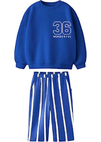 Erkek Çocuk Baskılı 3 Iplik Kumaş Kanvas Pantolonlu Alt Üst Takım