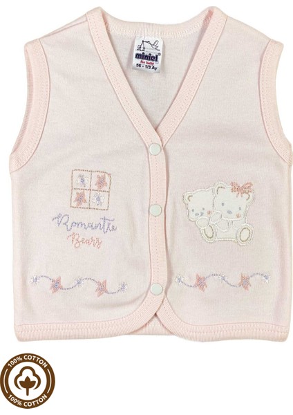 Unisex Bebek Ikiz Nakışlı %100 Organik Pamuklu Penye Bebek Yelek