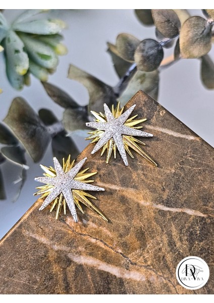 - Glow Earrings – Gold Kaplama Taş Detaylı Kutup Yıldızı Kadın Küpe (KOD-325)