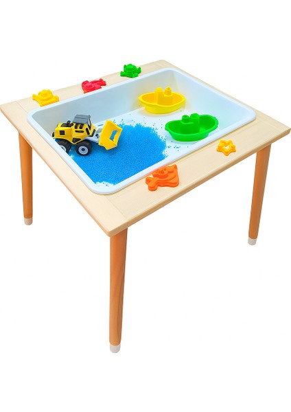 Ahşap Kum ve Su Masası / Duyu Masası – Montessori Oyun Masası