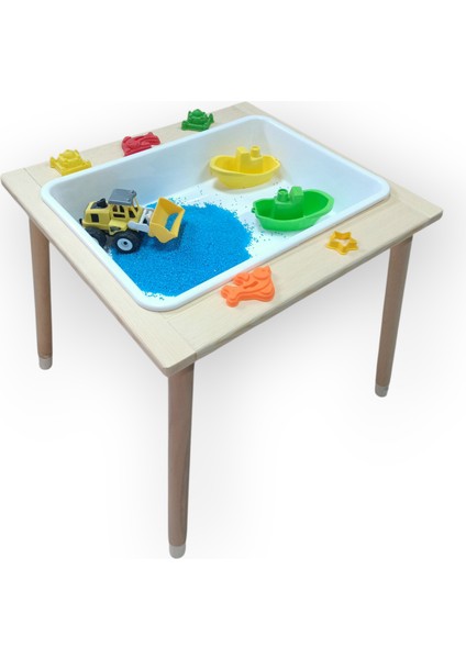 Ahşap Kum ve Su Masası / Duyu Masası – Montessori Oyun Masası indirimleri
