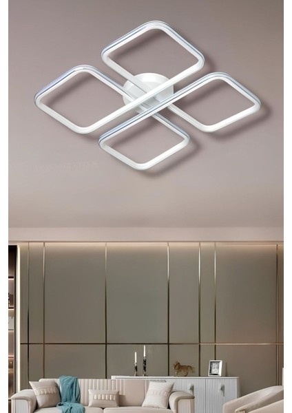 Yasemin White Chrome Tek Renk Modern Plafonyer LED Avize