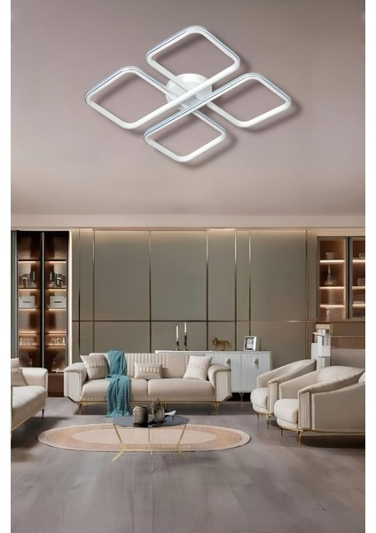 Yasemin White Chrome Tek Renk Modern Plafonyer LED Avize fiyatları