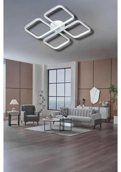 Yasemin White Chrome Tek Renk Modern Plafonyer LED Avize modelleri
