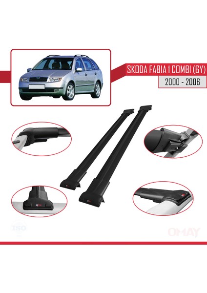 Skoda Fabia (6y) Combi 2000-2006 Arası ile Uyumlu Fly Model Ara Atkı Tavan Barı Siyah 2 Adet modelleri