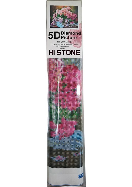 5d Elmas Taş Işleme Kiti 40X50 cm Pembe Çiçekler Desen modelleri