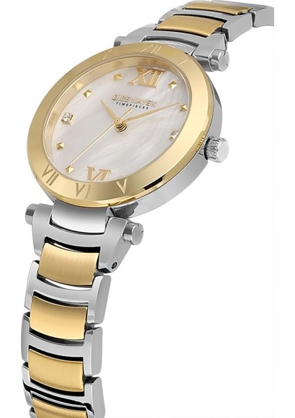 DK.1.AG1399.03 Taşlı Tasarım Sedef Kadranlı Çelik Kordon Çelik Kasa 5 Atm Suya Dayanıklı Metalik-Altın Renk Kadın Kol Saati modelleri