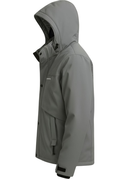 Erkek Gri Su ve Rüzgar Geçirmez Çıkartılabilir Kapüşonlu Softshell Mont&kaban modelleri