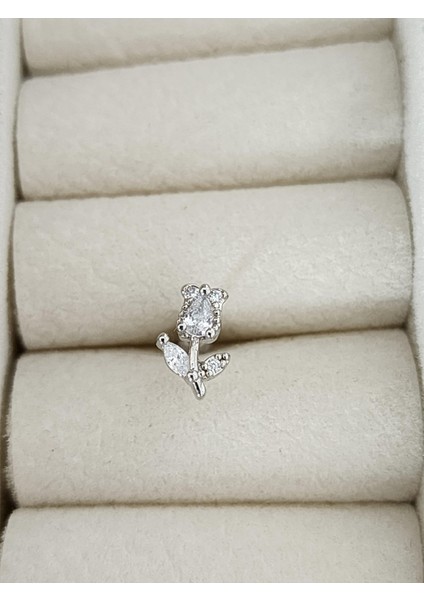 Çelik Silver Çiçek Piercing