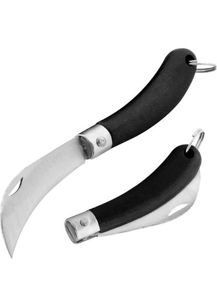 Desan Eğri Aşı Bıçağı Bağ Bıçağı Paslanmaz Ceviz Aşı Çakısı 20 cm No 3 Siyah Plastik Saplı