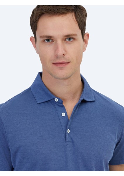 Lacivert Polo Yaka Pamuk Karışımlı T-Shirt modelleri