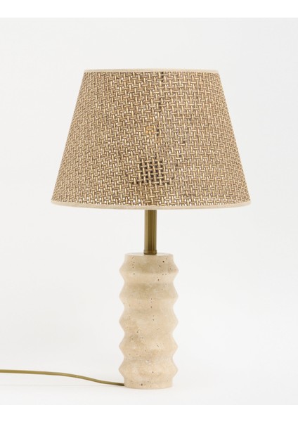 Meya Hasır Şapkalı Traverten Abajur