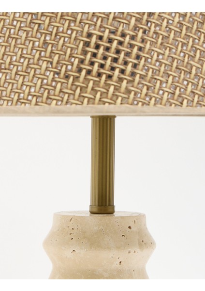 Meya Hasır Şapkalı Traverten Abajur