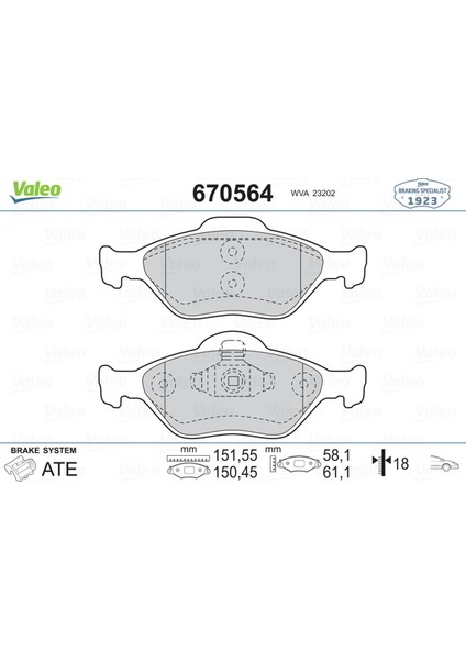 Ön Balata Fıesta 1.4tdci Absli 00 Fusıon 02 Mazda 121 96 Mazda 2 03