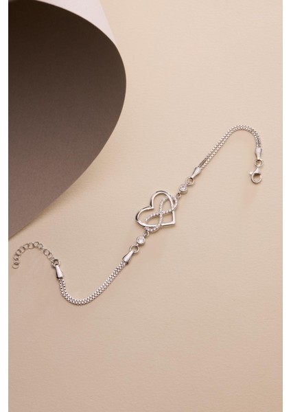 925 Ayar Gümüş Rodyum Kaplama Kalp Sonsuzluk Bileklik fırsatları