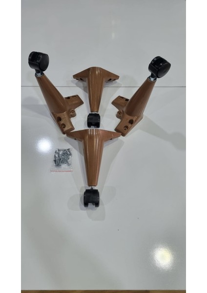 Tekerlekli Sihirli Sehpa Masa Ayağı 360 Derece Dönebilen 20 cm 4 Adet Ceviz Vida