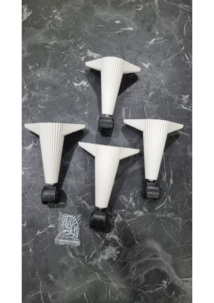 Tekerlekli Sihirli Masa Sehpa Puf Ünite Ayağı 20 cm Ceviz Ayak 4 Adet Vida