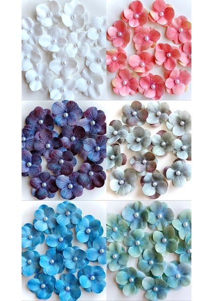 25 Adet Yapay Ortanca Çiçek – Inci Detaylı – Organizasyon & Hediyelik (6 Renk Seçeneği)