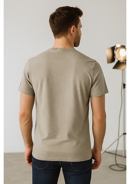 Erkek Haki Bisiklet Yaka Slim Fit Basic Tişört fiyatları