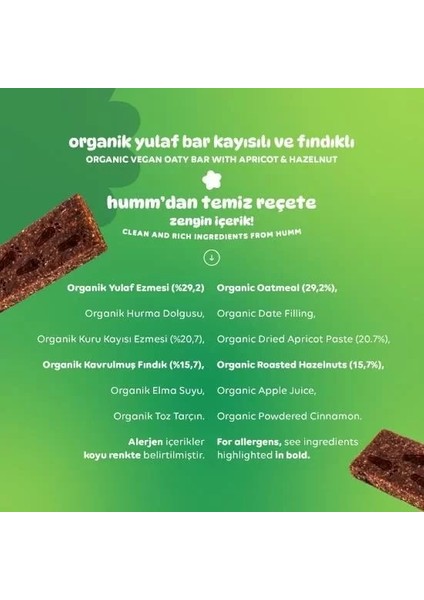Buğz Humm Organik Vegan Kayısılı ve Fındıklı Yulaf Bar - 27G indirimleri