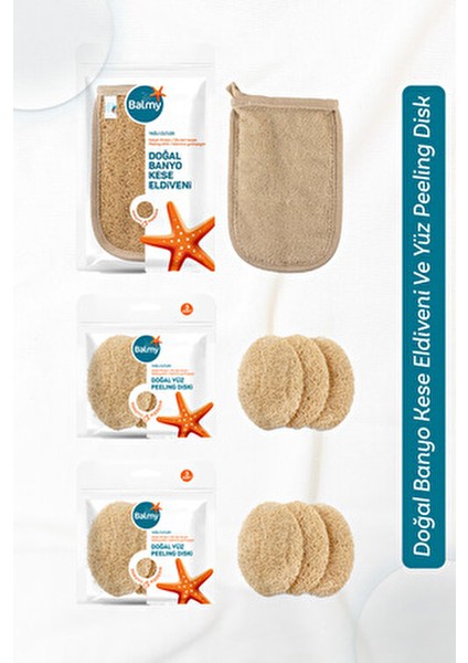 Doğal Kabak Banyo Kese Eldiveni ve 6 Adet Peeling Disk