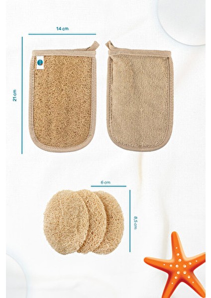Doğal Kabak Banyo Kese Eldiveni ve 6 Adet Peeling Disk