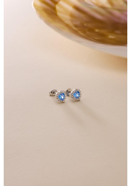 925 Ayar Gümüş Rodyum Kaplama Aquamarin Taşlı Kalp Model Küpe fırsatları