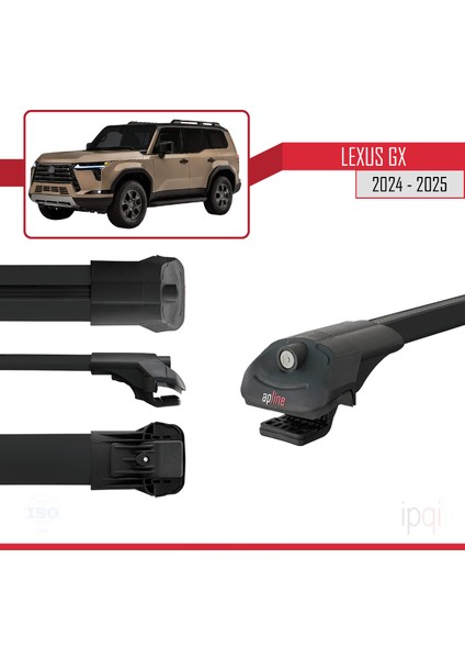 Lexus Gx (Overtrail) 2024 ve Sonrası ile Uyumlu Ace-1 Ara Atkı Tavan Barı Siyah 2 Adet modelleri