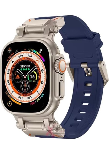 Apple Watch 42-44-45-46-49MM Krd-32 Deri Kordon Lacivert