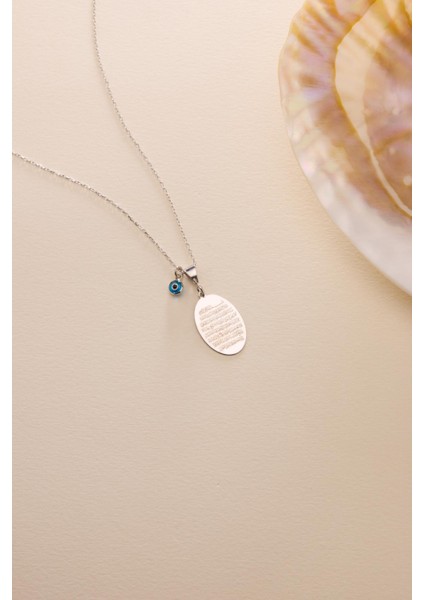 925 Ayar Gümüş Rodyum Kaplama Oval Plaka Ayetel Kürsi Kolye fiyatları