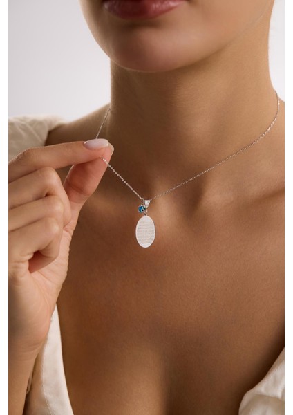 925 Ayar Gümüş Rodyum Kaplama Oval Plaka Ayetel Kürsi Kolye modelleri