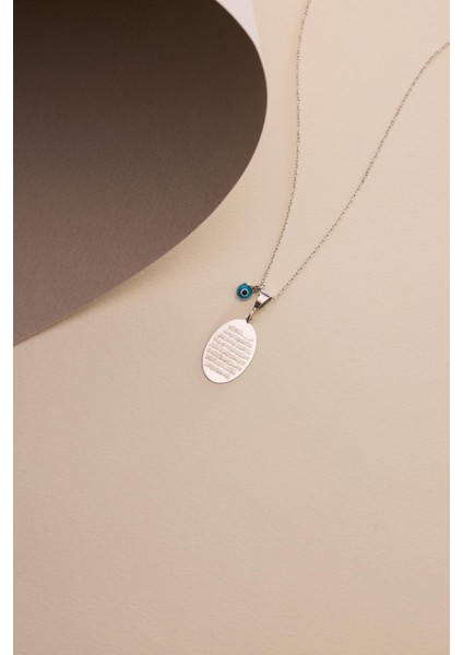 925 Ayar Gümüş Rodyum Kaplama Oval Plaka Ayetel Kürsi Kolye fırsatları