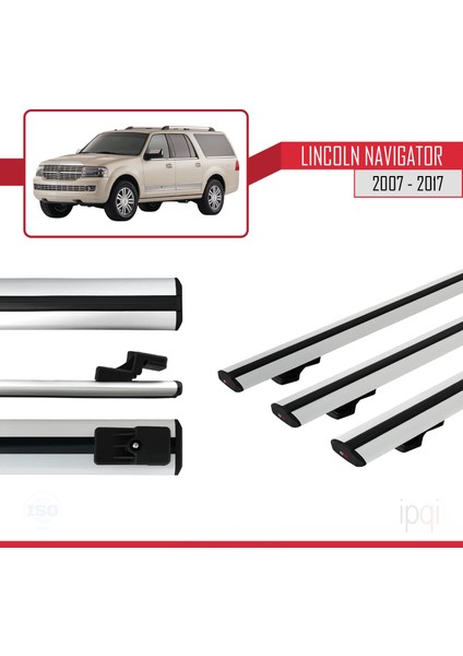 Lincoln Navigator 2007-2017 Arası ile Uyumlu Basıc Model Ara Atkı Tavan Barı Gri 3 Adet modelleri