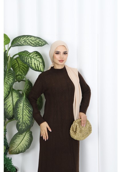 Saç Örgü Şeritli Triko Elbise modelleri